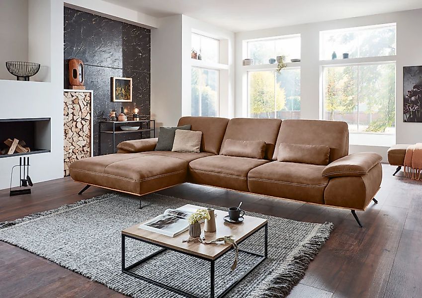 Die PlanBar Ecksofa »PN-EM18063 L-Form«, wahlweise mit echt bezogenem Rücke günstig online kaufen