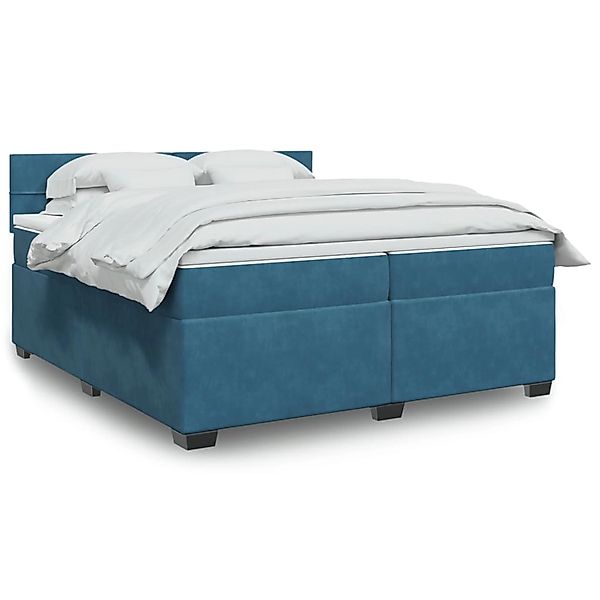 vidaXL Boxspringbett mit Matratze Blau 200x200 cm Samt 3288706 günstig online kaufen