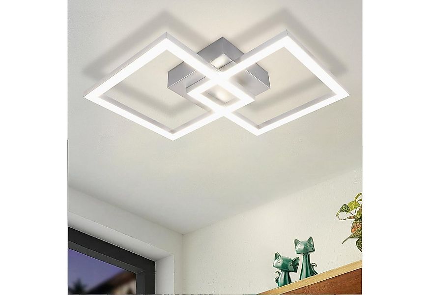 Nettlife LED Deckenleuchte Modern Schwarz/Weiß Eckig Schlafzimmer 24W Metal günstig online kaufen