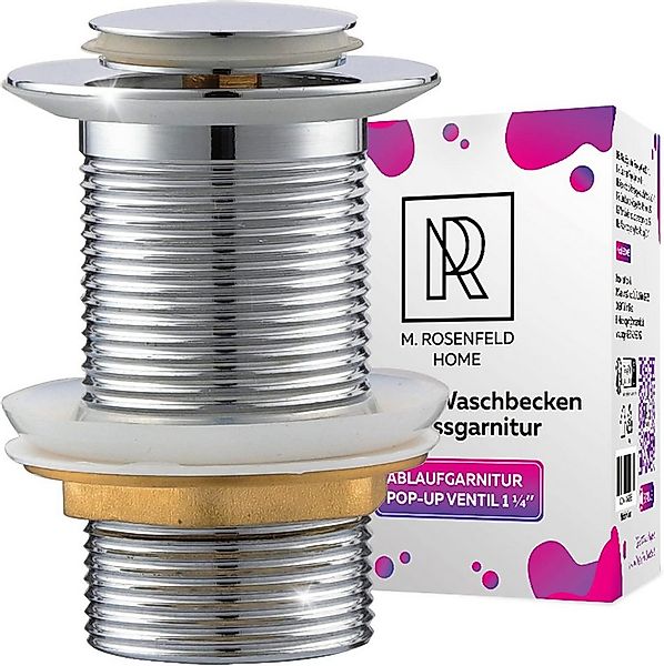 M. Rosenfeld Ablaufgarnitur Waschbecken OHNE Überlauf mit Knopf (Chrom Abla günstig online kaufen