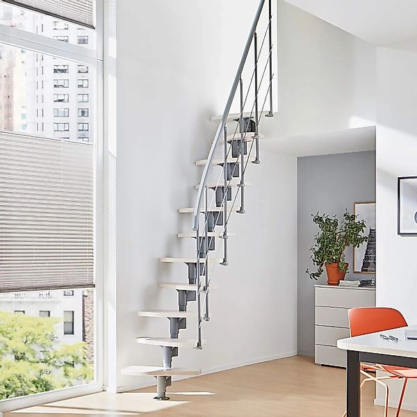 Treppen Intercon Raumspartreppe Alpha Mittelholmtreppe 11 Stufen Buche Weiß günstig online kaufen