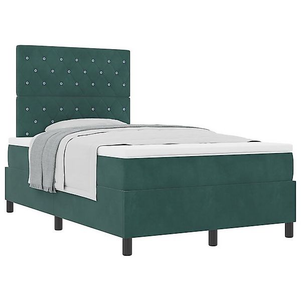 vidaXL Bett Boxspringbett mit Matratze Dunkelgrün 120x200 cm Velvet (1-tlg) günstig online kaufen