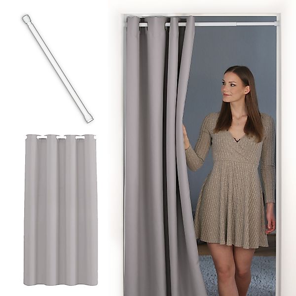 tinycurtains Türvorhang mit Stange weiß 70-120 günstig online kaufen