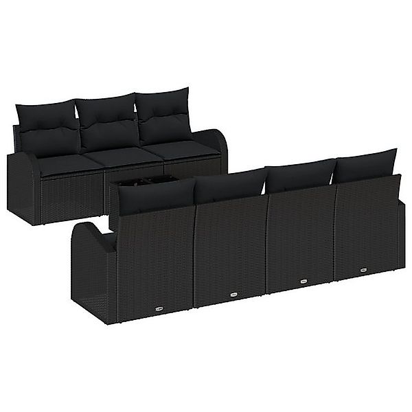 vidaXL Loungesofa 8-teiliges Garten-Sofa-Set mit Kissen Schwarz Poly Rattan günstig online kaufen
