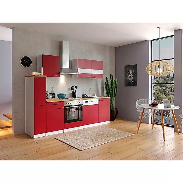 Respekta Küchenzeile KB250WR 250 cm Rot-Weiß günstig online kaufen