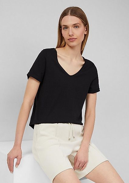 s.Oliver Kurzarmshirt T-Shirt Weiches T-Shirt aus Baumwolle mit V-Ausschnit günstig online kaufen