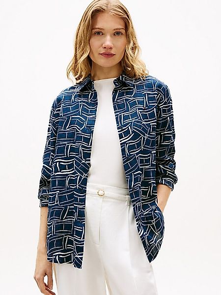 Tommy Hilfiger Hemdbluse ESS LINEN RELAXED SHIRT mit Logostickerei,kühlende günstig online kaufen