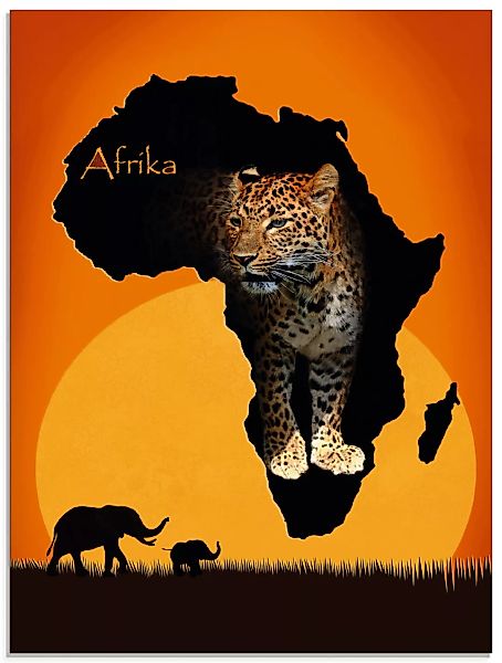 Artland Glasbild "Afrika der schwarze Kontinent", Wildtiere, (1 St.) günstig online kaufen