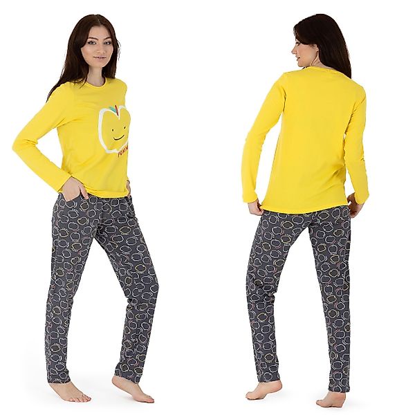 LOREZA Schlafanzug Schlafanzug Pyjama langarm- Apple günstig online kaufen