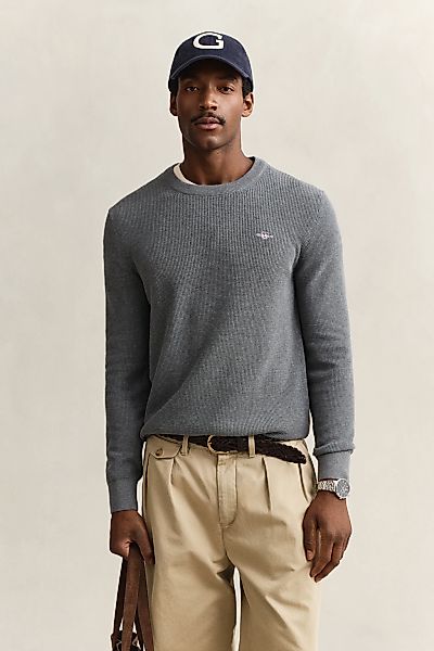Gant Strickpullover "MICRO TEXTURED COTTON C-NECK" Regular fit mit Rundhals günstig online kaufen