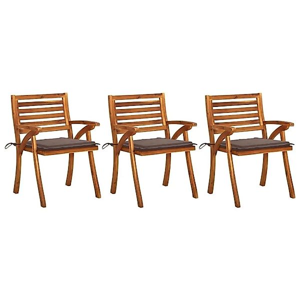 vidaXL Garten-Essstühle mit Kissen 3 Stk Massivholz Akazie 3060805 günstig online kaufen