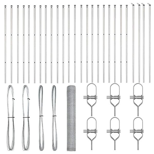 vidaXL Zaunpfosten Silber 50 x 1,2 m 25 mm Maschen Stahl 3352995 günstig online kaufen