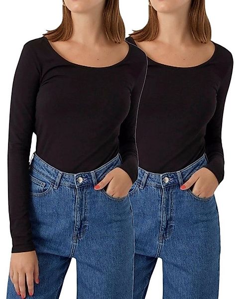 Vero Moda Langarmshirt stilvolle Longsleeves mit U-Neck Ausschnitt (2er-Pac günstig online kaufen