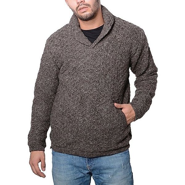 KUNST UND MAGIE Sweatshirt Herren Strickpullover Wollpullover+Schalkragen w günstig online kaufen