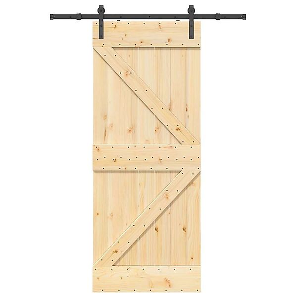 vidaXL Schiebetür mit Beschlag 85x210 cm Massivholz Kiefer 3332605 günstig online kaufen