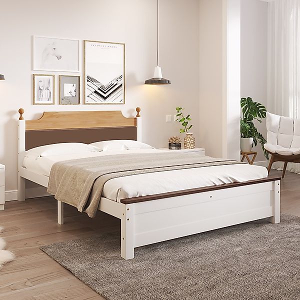 OKWISH Holzbett Einzelbett, Kiefernholzrahmen mit Mittelfuß, günstig online kaufen