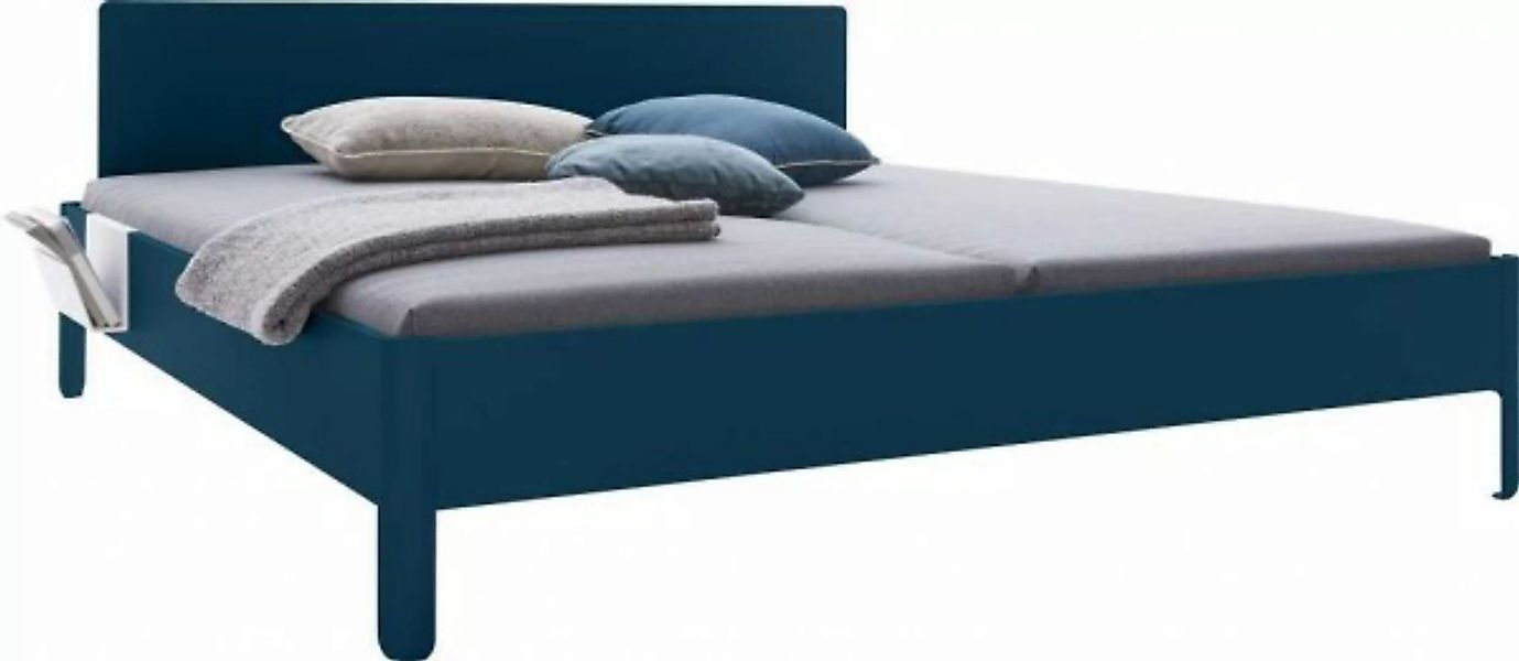 NAIT Doppelbett farbig lackiert Sattblau 160 x 210cm Mit Kopfteil günstig online kaufen