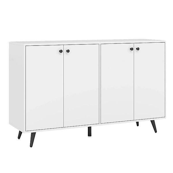 Costway Sideboard Holz Weiß 127,5 x 38 x 80 cm 4 Türen 5 Ablagen günstig online kaufen