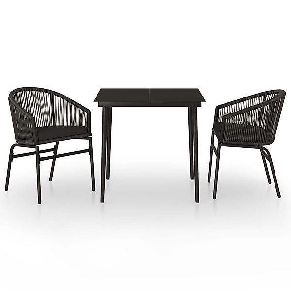 vidaXL Garten-Essgruppe 3-tlg. Garten-Essgruppe Schwarz, (2-tlg) günstig online kaufen