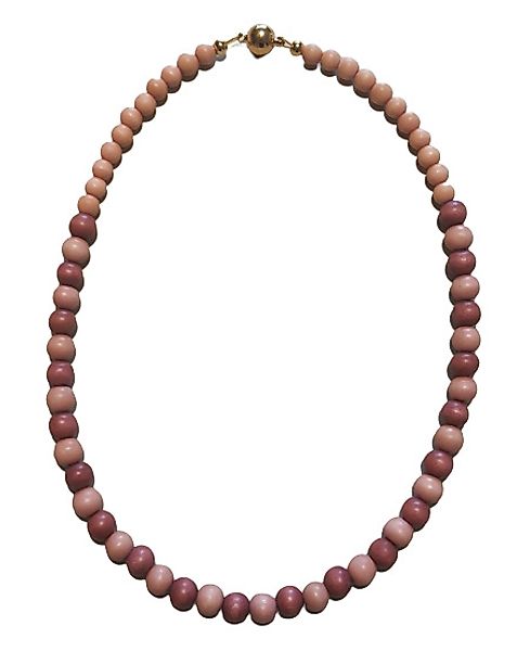 Halskette - Holzperlen - Apricot/bordeaux - Länge Inkl. Verschluss: 58 Cm günstig online kaufen