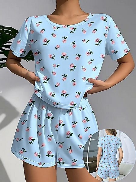 Elegant Love Shorty Damen-Schlafanzug-Set – Lässige Homewear mit floralem B günstig online kaufen