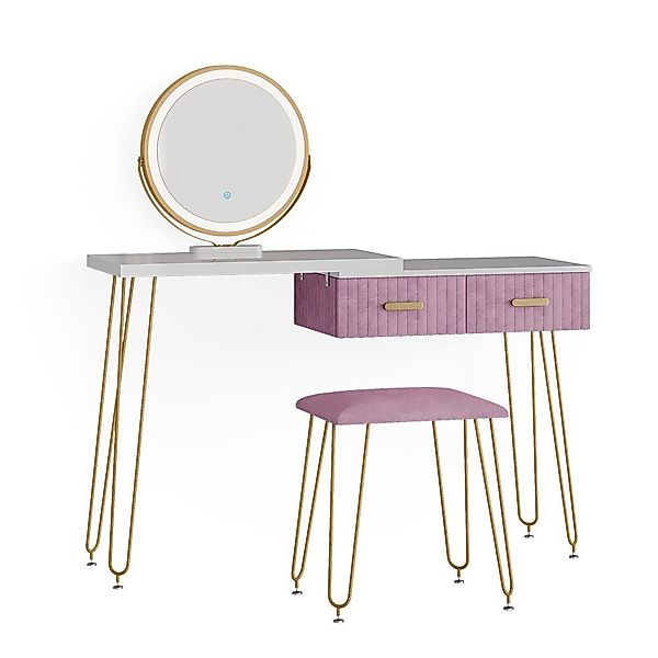 Vicco Schminktisch Zoey, Weiß/Rosa, 120 cm günstig online kaufen