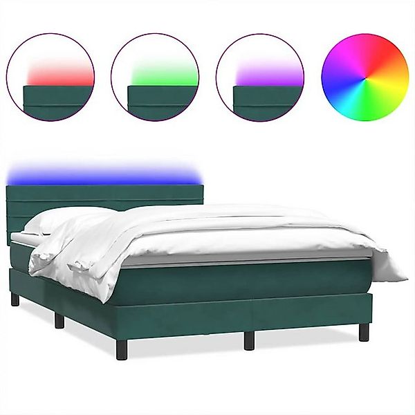 vidaXL Boxspringbett, Boxspringbett mit Matratze Dunkelgrün 140x220 cm Samt günstig online kaufen