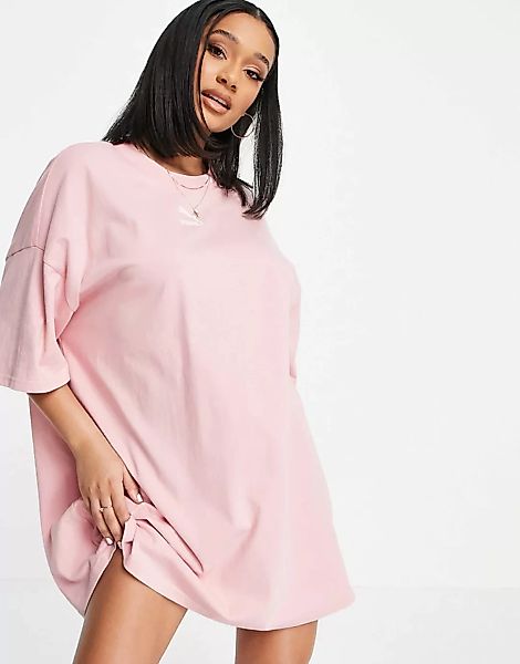 Puma – T-Shirt-Kleid mit Logo in Rosa günstig online kaufen