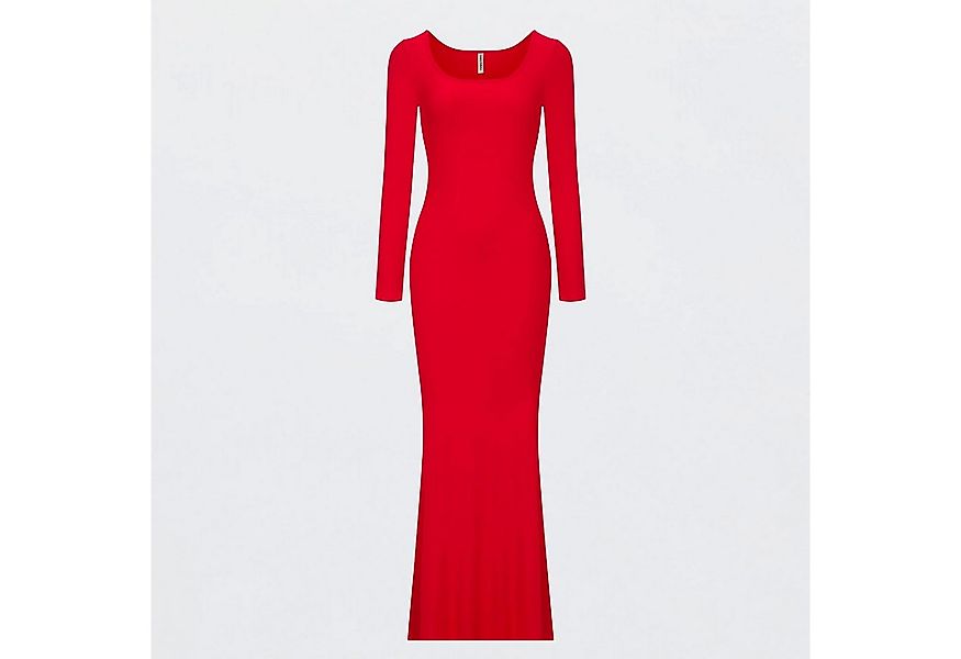 cfab by creamy fabrics Jerseykleid Ribbed Long Sleeve Maxikleid-Fire Red-L günstig online kaufen