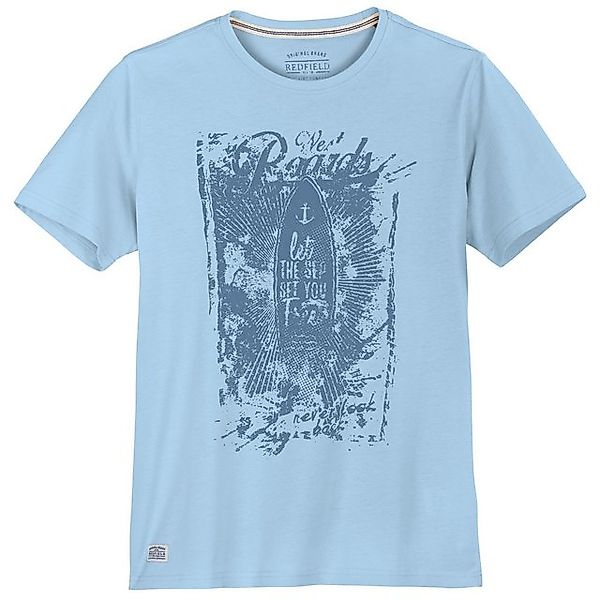 redfield Rundhalsshirt Redfield Übergrößen T-Shirt Vintageprint hellblau günstig online kaufen