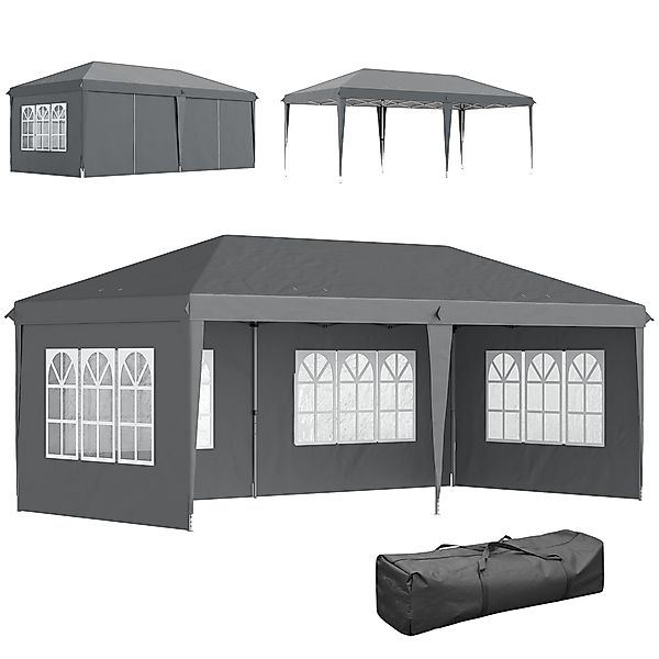 Outsunny Pavillon ca. 3x6m Wasserdicht Pop-up Faltpavillon mit 4 Seitenwänd günstig online kaufen