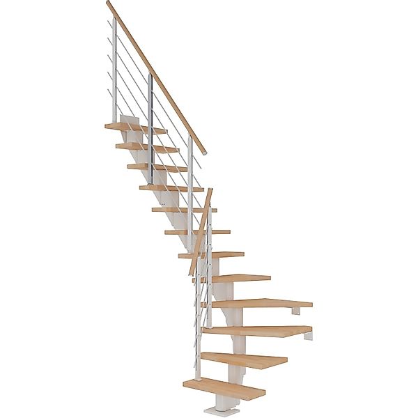 Dolle Mittelholmtreppe Frankfurt Buche Weiß GH b. 301cm 1/4 Gewendelt 65cm günstig online kaufen