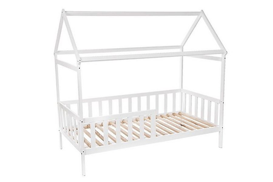 Babyhafen Hausbett Kinderbett Juniorbett Set 160x80 cm Rausfallschutz Weiß günstig online kaufen