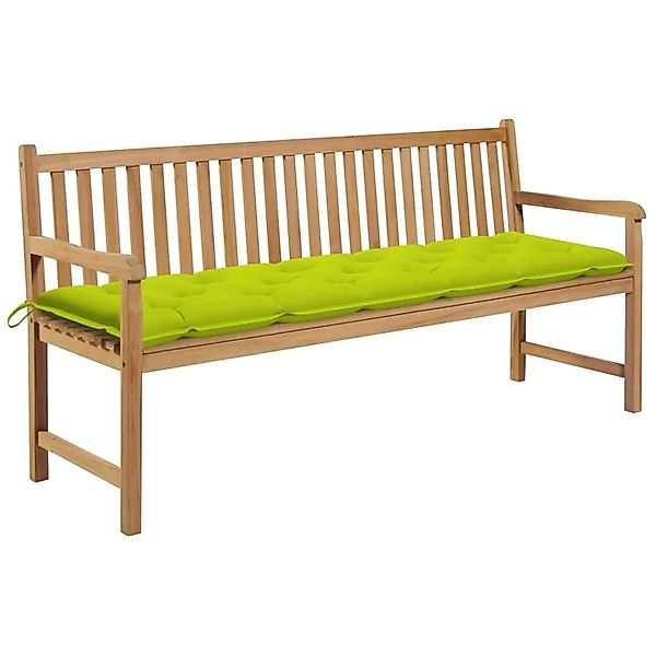 vidaXL Gartenbank mit Hellgrüner Auflage 175 cm Massivholz Teak 3062810 günstig online kaufen