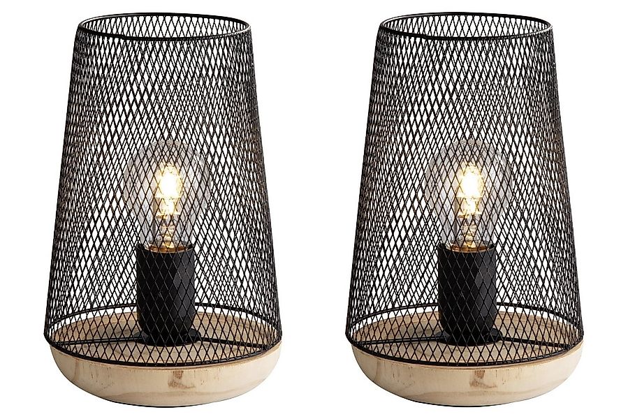 Tischleuchte LUCINA, 2er Set, mit schwarzem Metallschirm, ohne Leuchtmittel günstig online kaufen