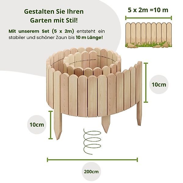 Floranica Palisade Beeteinfassung Beetumrandung Flexibler Holzzaun günstig online kaufen