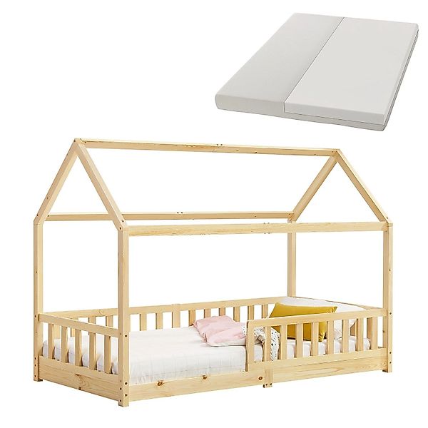Juskys Kinderbett Marli 90 x 200 cm mit Matratze Natur günstig online kaufen