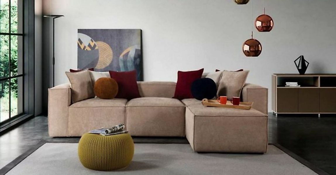 JVmoebel Ecksofa Beiges Wohnzimmer Luxus Ecksofa L-Form Sofa Polster Couche günstig online kaufen