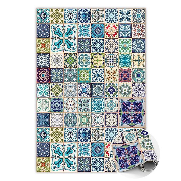 Tulup Teppich Portugiesisches Muster Vloerkleed Vinyl 120x180 cm Gelb PVC V günstig online kaufen