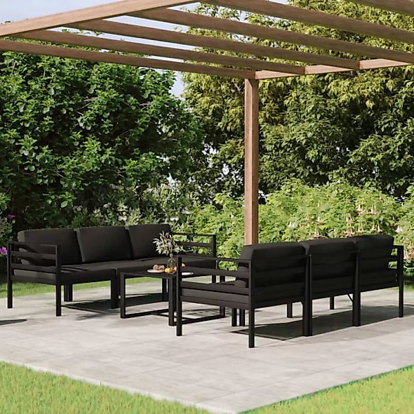 Vidaxl 7-tlg. Garten-lounge-set Mit Kissen Aluminium Anthrazit günstig online kaufen