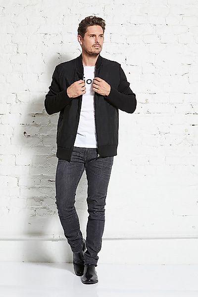 Herren Zipperjacke Aus Schurwolle "Zipped Jacket Fabric Mix Male" günstig online kaufen