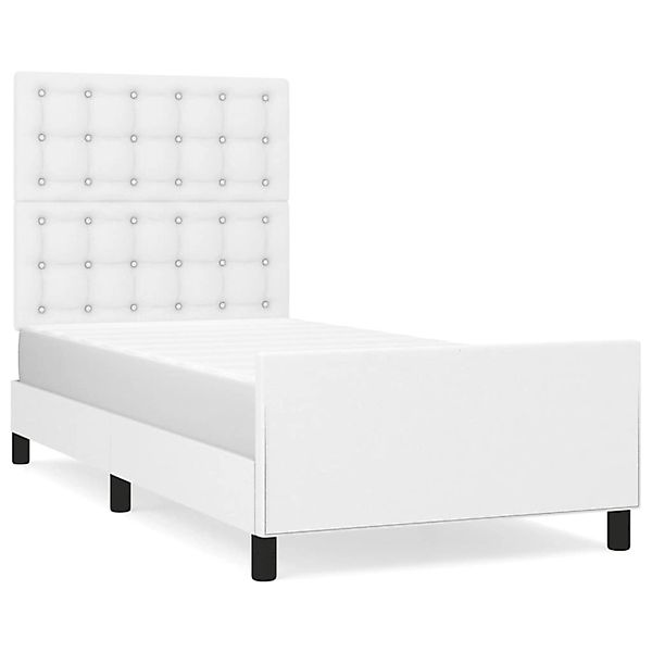 vidaXL Bettgestell mit Kopfteil Weiß 90x190 cm Kunstleder Modell 41358657 günstig online kaufen