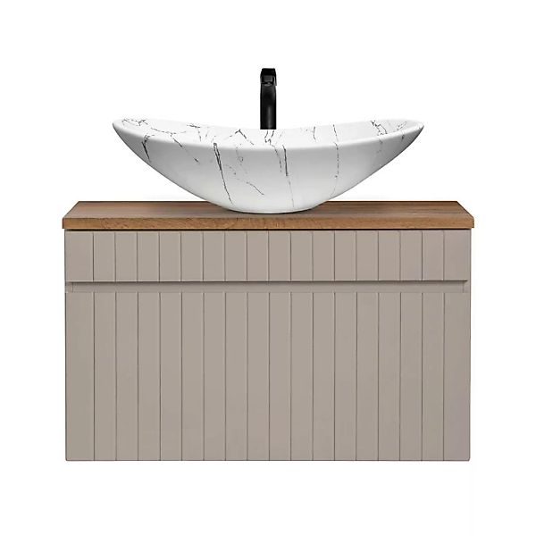 Waschtischunterschrank 80 cm Kaschmir Aufsatzwaschbecken weiß marmoriert IR günstig online kaufen