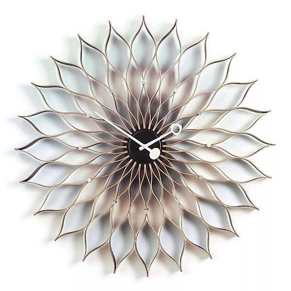 Vitra - Sunflower Clock Nelson Wanduhr - birke/schwarz/Ø75cm/Quarz-Uhrwerk günstig online kaufen