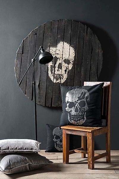 done.® Dekokissen »Stone Skull«, mit Totenkopf-Applikation, Kissenhüle mit günstig online kaufen