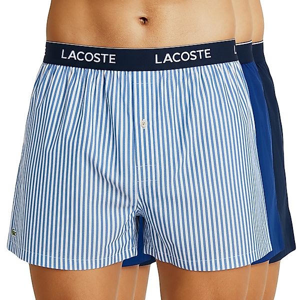 Lacoste 3-er Set Boxershorts Blau-Weiß gestreift, Blau & Dunkelblau günstig online kaufen
