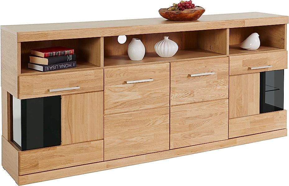 Home affaire Sideboard "Ribe,180cm breit,Oberplatte aus Massivholz, 9 Fäche günstig online kaufen