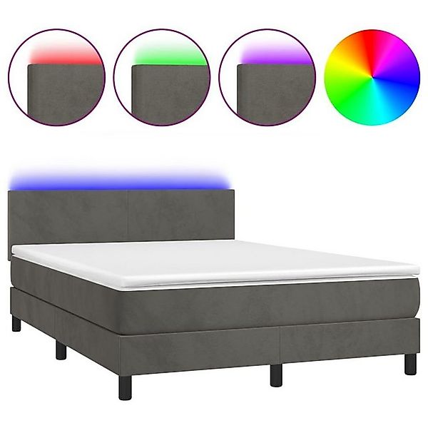 vidaXL Boxspringbett Boxspringbett mit Matratze LED Dunkelgrau 140x200 cm S günstig online kaufen