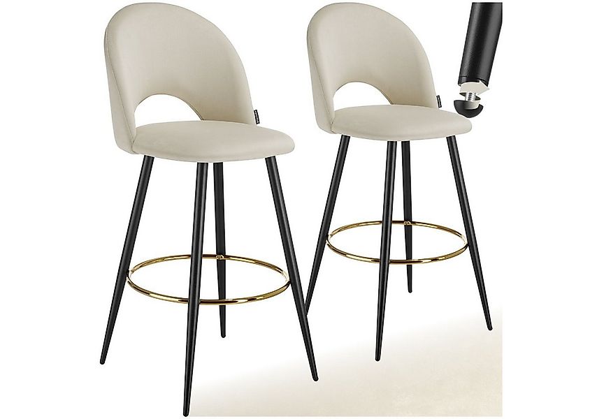 tectake Barhocker Barstuhl Sachel mit Rückenlehne, Samtoptik, 49 x 58 x 110 günstig online kaufen