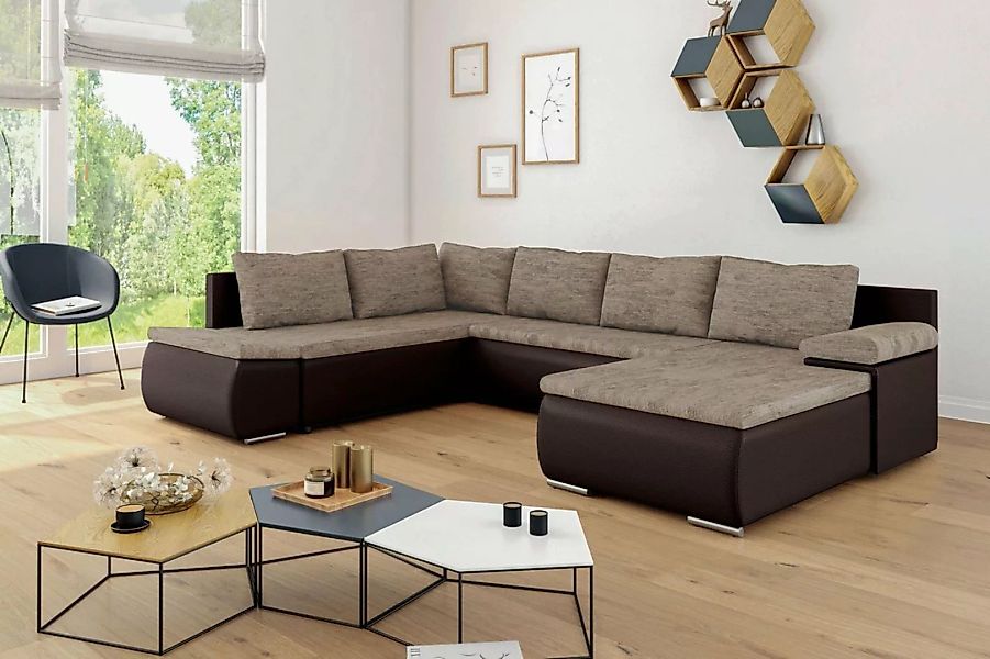 Stylefy Wohnlandschaft Nessi, Sofa, U-Form, Ottomane links oder rechts best günstig online kaufen